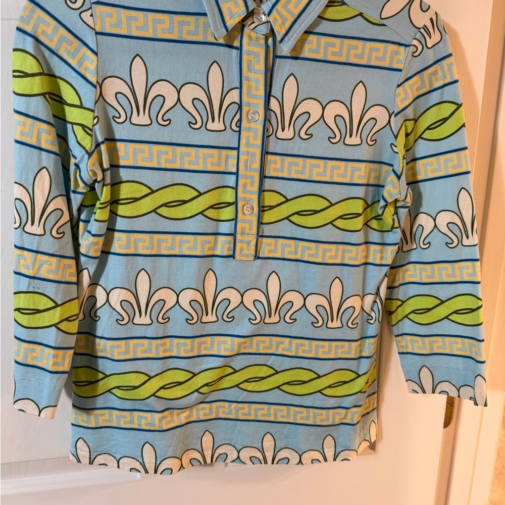 J. McLaughlin Kids Blue and Yellow Patterned Polo